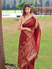 Load image into Gallery viewer, Pure Soft  Silk Saree with Copper Border
