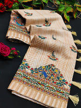 Load image into Gallery viewer, Handloom Cotton Saree with Madhubani Print
