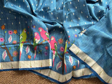Load image into Gallery viewer, Handloom Cotton Silk Saree Paithani Printed Pallu
