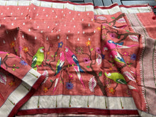Load image into Gallery viewer, Handloom Cotton Silk Saree Paithani Printed Pallu
