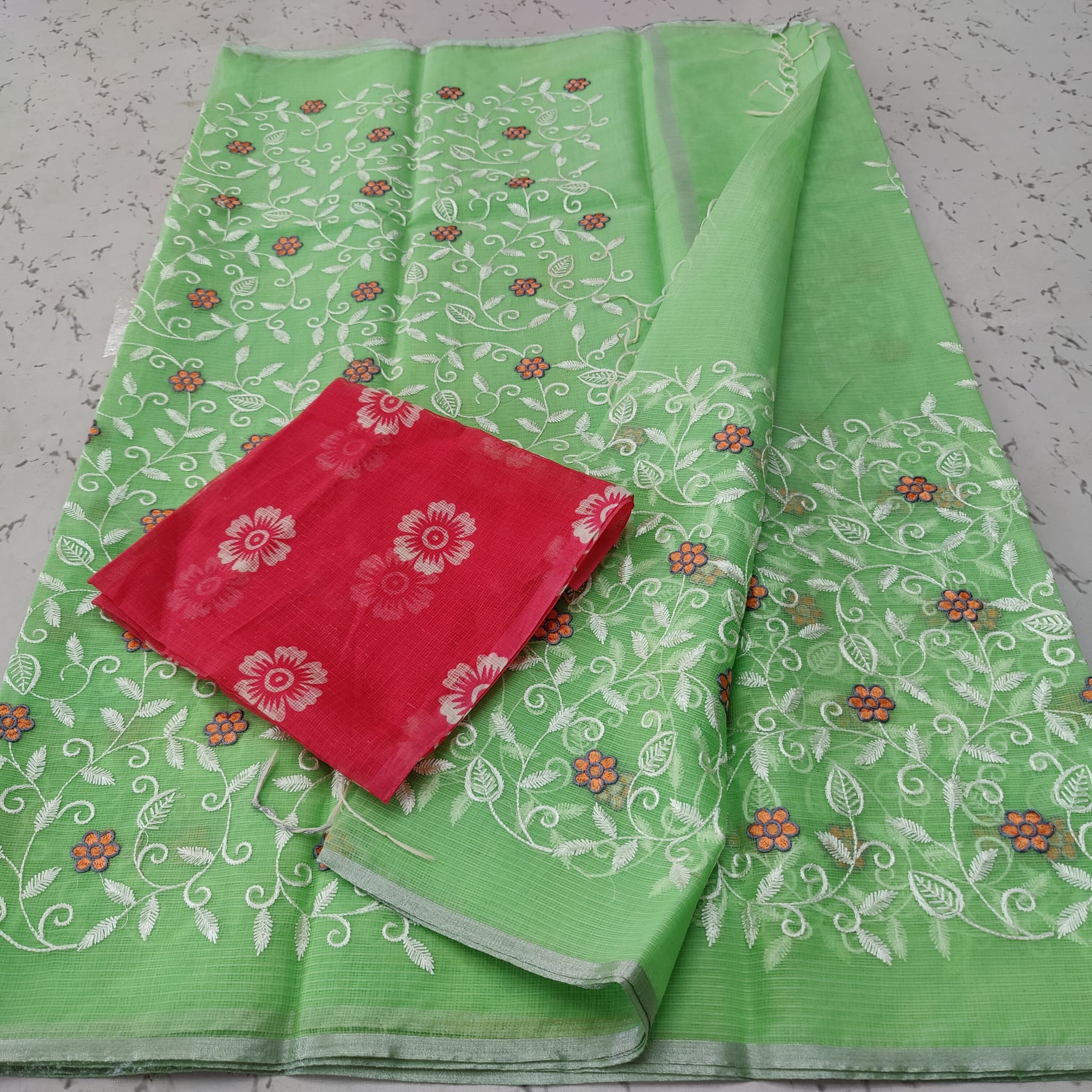 Party Wear Seven Colours Kota Doria Embroidery Sarees, 6 m (with blouse  piece) at Rs 425/piece in Varanasi