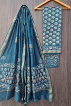 Load image into Gallery viewer, Bagru Handblock Printed Maheshwari Silk Salwar Material
