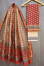 Load image into Gallery viewer, Maheshwari Silk Salwar Material with Hand Block Print

