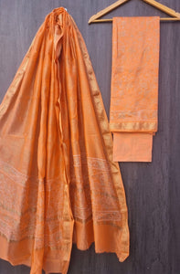 Trendy Maheshwari Silk Salwar Material with Cotton Bottom