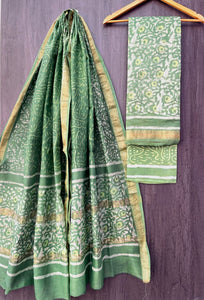 Trendy Maheshwari Silk Salwar Material with Cotton Bottom