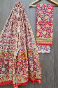 Maheshwari Silk Salwar Material with Hand Block Print