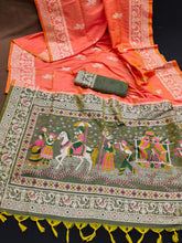 Load image into Gallery viewer, Bangalori Two Tone Raw Silk Saree
