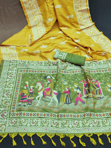 Bangalori Two Tone Raw Silk Saree