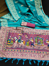 Load image into Gallery viewer, Bangalori Two Tone Raw Silk Saree
