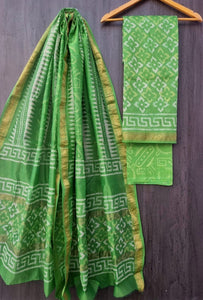 Hand Block Printed Maheshwari Silk Salwar Material