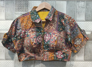 Rayon Cotton Shirt Style Readymade Blouse